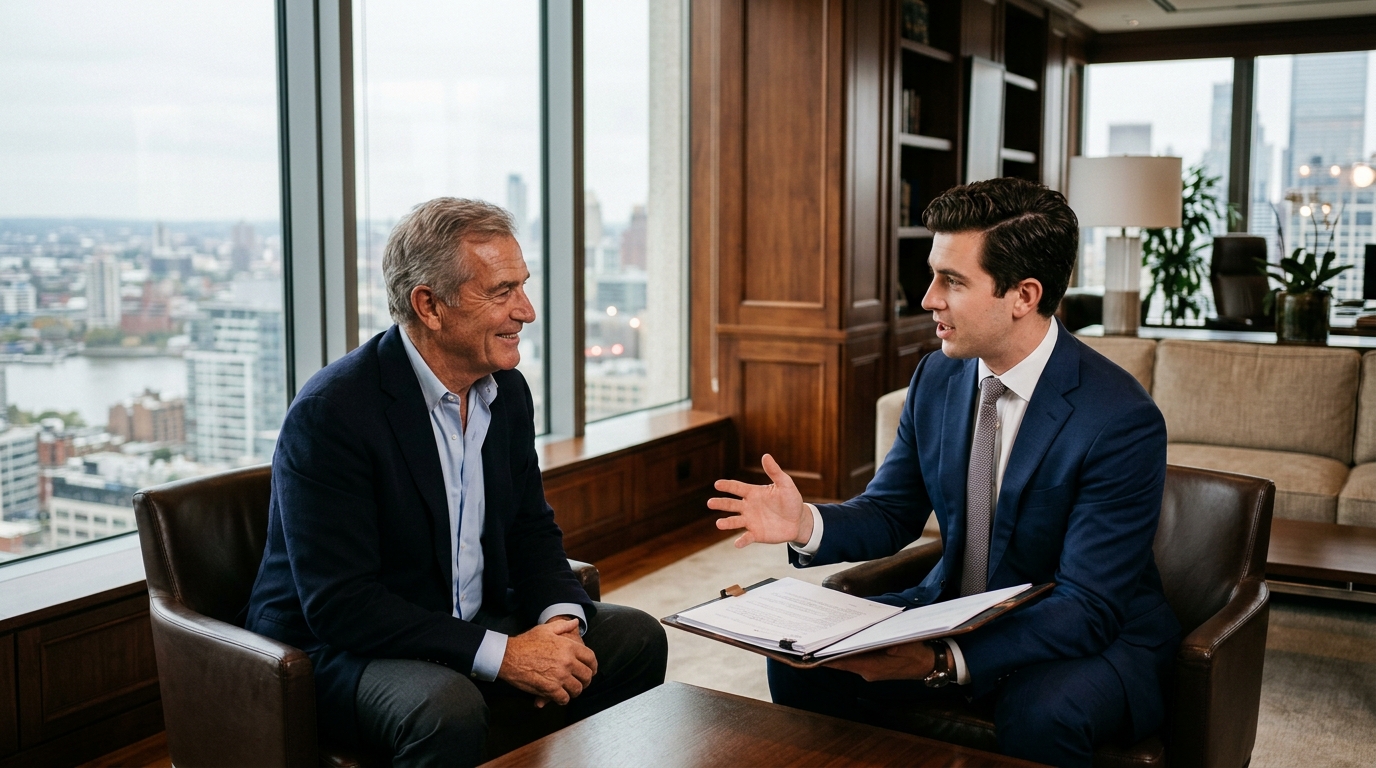 A founder and an operator meeting across a work table